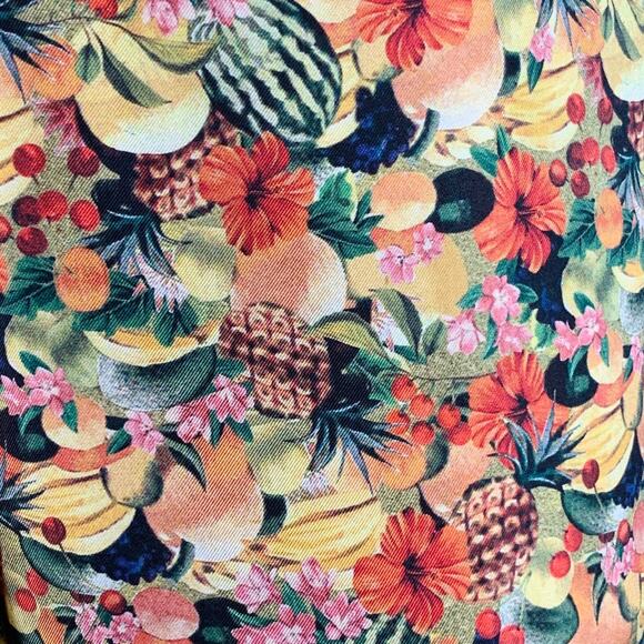 MOMONI Size M Multi Color Silk Fruits Elastic Waistband Casual Pants - Picture 2 of 8
